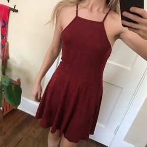 Red Faux Suede Dress